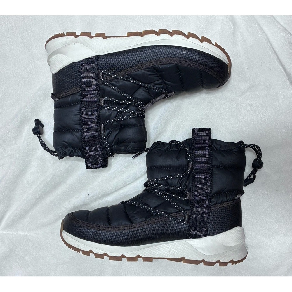 The North Face Womens Thermoball Lace Up Waterproof Boots Black Insulated Size 6